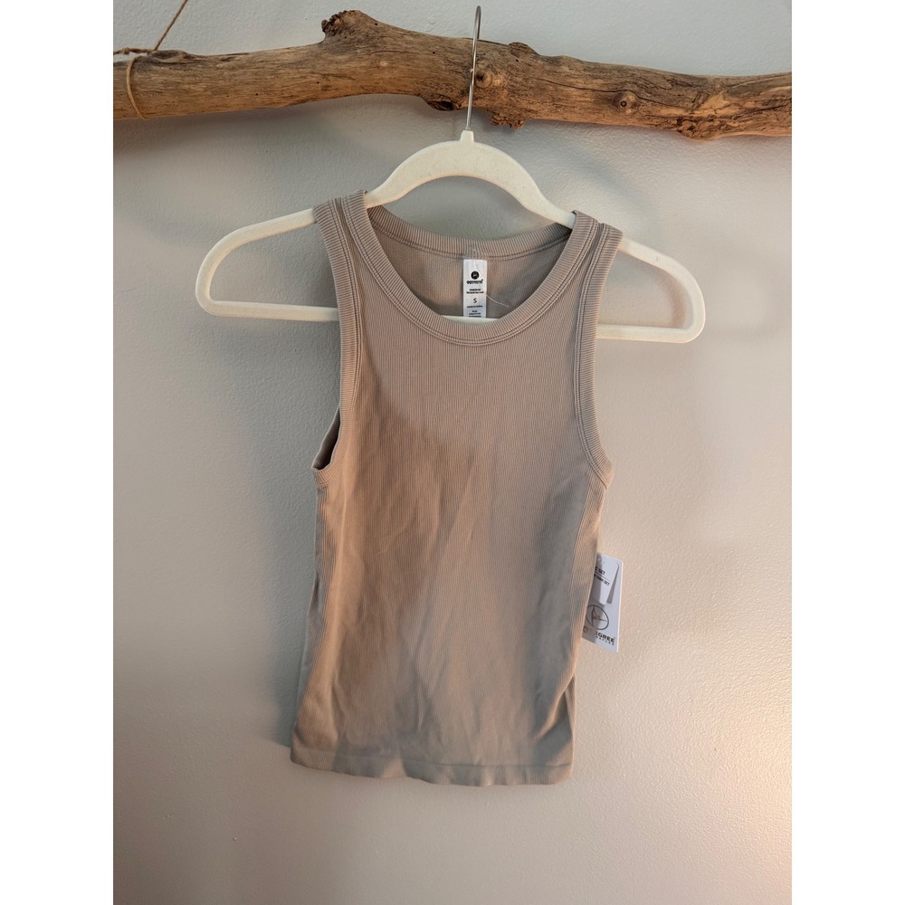 90 Degree by Reflex Seamless Rib Tank Top Nacreous Cloud Taupe Womens Small NWT